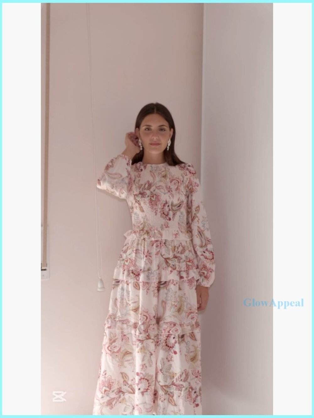 Smocked Maxi Dress Long Puff Sleeve Tiered Ruffle Boho Wedding Guest - Picture 7 of 7